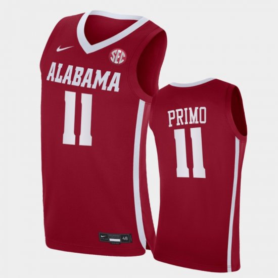 #11 Joshua Primo Replica Alabama Crimson Tide 2021 College Basketball Mens Crimson Jerseys 688443-903