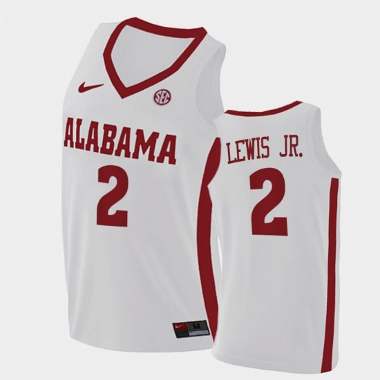 #2 Kira Lewis Jr. Replica Bama College Basketball Men\'s White Jersey 572404-721