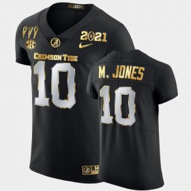 #10 Mac Jones 3X CFP National Championship University of Alabama Golden Limited Men's Black Jerseys 989282-160 #10 Mac Jones 3X CFP National Championship University of Alabama Golden Limited Men's Black Jerseys 989282-160