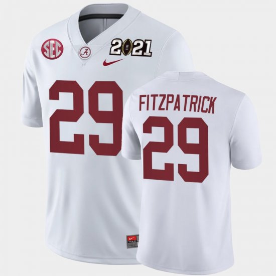 #29 Minkah Fitzpatrick 2021 National Championship Alabama Crimson Tide Playoff Game Men\'s White Jersey 741225-757