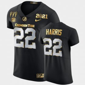 #22 Najee Harris 3X CFP National Championship Alabama Crimson Tide Golden Limited Mens Black Jersey 687820-186 #22 Najee Harris 3X CFP National Championship Alabama Crimson Tide Golden Limited Mens Black Jersey 687820-186