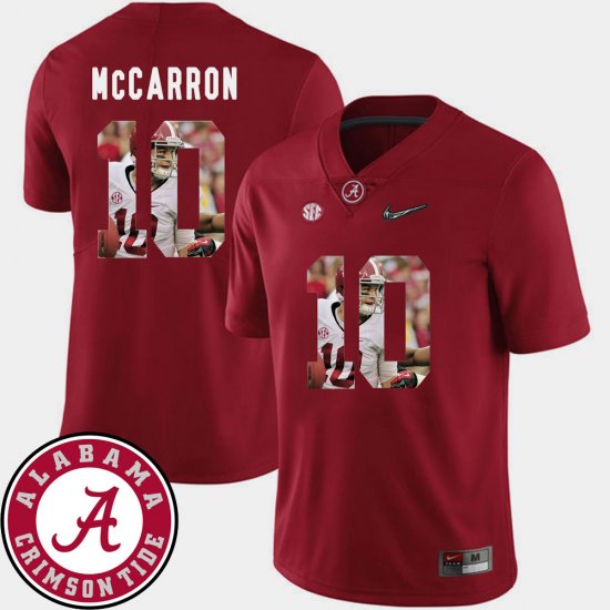 #10 AJ McCarron Pictorial Fashion Bama Football Men\'s Crimson Jersey 172211-639