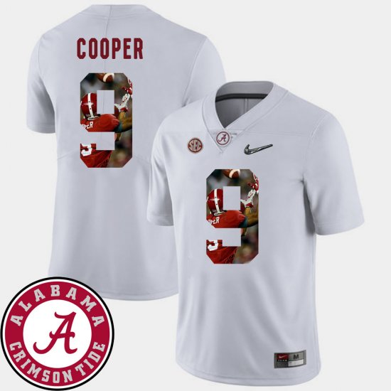 #9 Amari Cooper Pictorial Fashion Alabama Football Men\'s White Jersey 997712-248