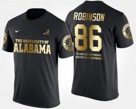 #86 A'Shawn Robinson Gold Limited Bama Short Sleeve With Message Men's Black T-Shirts 121811-132 #86 A'Shawn Robinson Gold Limited Bama Short Sleeve With Message Men's Black T-Shirts 121811-132