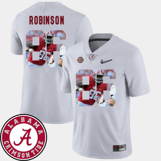 #86 A\'Shawn Robinson Pictorial Fashion Alabama Football Mens White Jerseys 632075-746