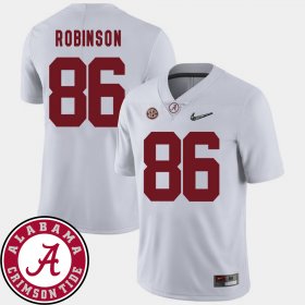 #86 A'Shawn Robinson College Football University of Alabama 2018 SEC Patch Men's White Jersey 227629-770