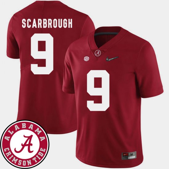 #9 Bo Scarbrough College Football University of Alabama 2018 SEC Patch Mens Crimson Jersey 549461-398