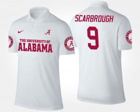 #9 Bo Scarbrough Name and Number Alabama Crimson Tide Men's White Polo 452943-867 #9 Bo Scarbrough Name and Number Alabama Crimson Tide Men's White Polo 452943-867