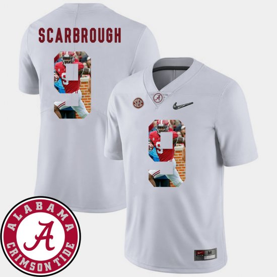 #9 Bo Scarbrough Pictorial Fashion Bama Football Mens White Jerseys 591286-939