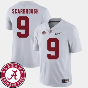 #9 Bo Scarbrough College Football Alabama Crimson Tide 2018 SEC Patch Men White Jerseys 565893-511