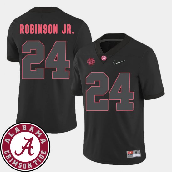 #24 Brian Robinson Jr. College Football Bama 2018 SEC Patch Men Black Jerseys 509249-519