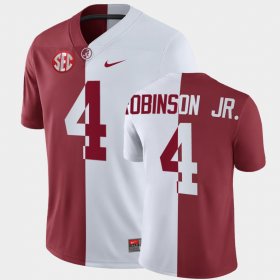 #4 Brian Robinson Jr. Split University of Alabama Men White Crimson Jerseys 935051-268