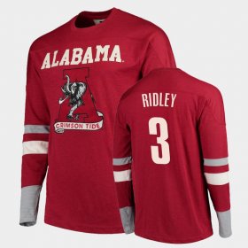 #3 Calvin Ridley Old School Bama Football Long Sleeve Men Crimson T-Shirt 758937-494