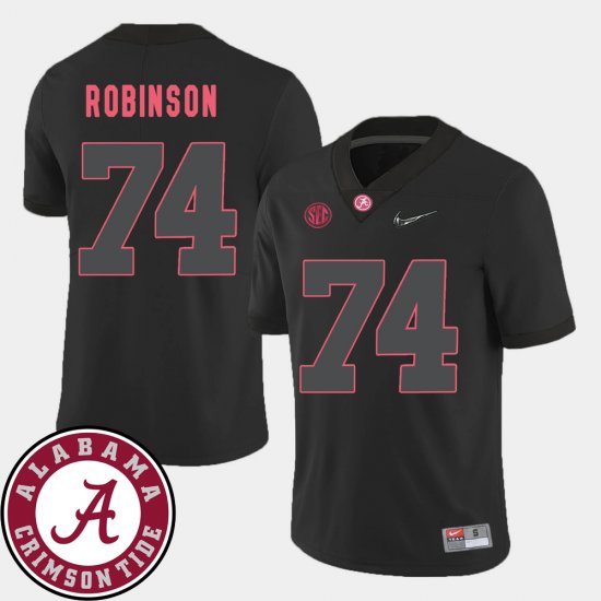 #74 Cam Robinson College Football Alabama Crimson Tide 2018 SEC Patch Men Black Jerseys 240942-198