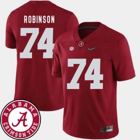 #74 Cam Robinson College Football Alabama 2018 SEC Patch Men Crimson Jerseys 660830-628