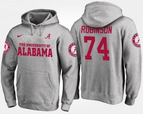 #74 Cam Robinson Name and Number Alabama Mens Gray Hoodie 632362-780 #74 Cam Robinson Name and Number Alabama Mens Gray Hoodie 632362-780