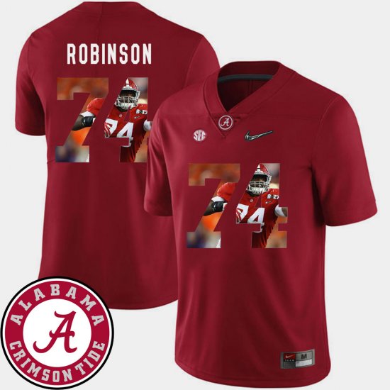 #74 Cam Robinson Pictorial Fashion Alabama Crimson Tide Football Men\'s Crimson Jersey 788585-414