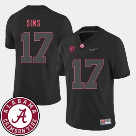 #17 Cam Sims College Football University of Alabama 2018 SEC Patch Mens Black Jersey 797173-651