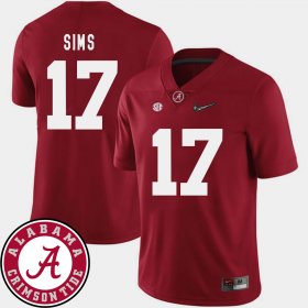 #17 Cam Sims College Football Bama 2018 SEC Patch Mens Crimson Jerseys 387668-224