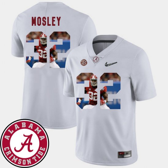 #32 C.J. Mosley Pictorial Fashion University of Alabama Football Men\'s White Jerseys 528857-401