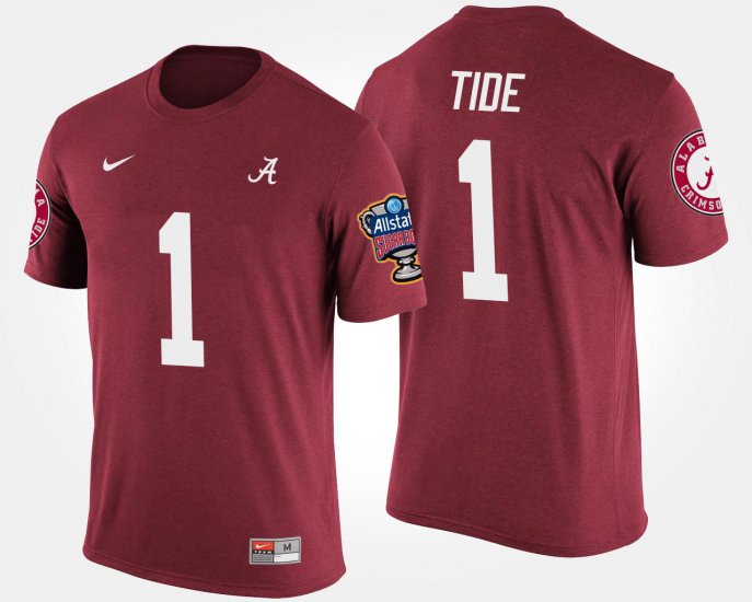 #1 Bowl Game University of Alabama No.1 Sugar Bowl Name and Number Men Crimson T-Shirts 757069-780