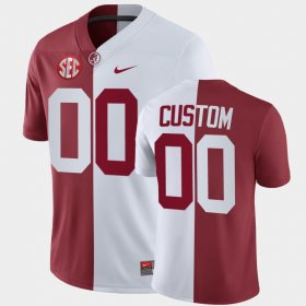#00 Custom Split University of Alabama Mens White Crimson Jerseys 270512-384 #00 Custom Split University of Alabama Mens White Crimson Jerseys 270512-384
