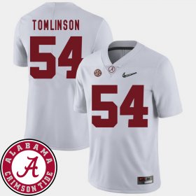 #54 Dalvin Tomlinson College Football Alabama Crimson Tide 2018 SEC Patch Mens White Jerseys 344780-939