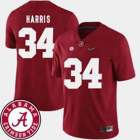 #34 Damien Harris College Football Bama 2018 SEC Patch Men's Crimson Jerseys 370367-750