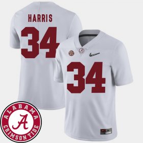 #34 Damien Harris College Football Bama 2018 SEC Patch Men White Jerseys 123155-821