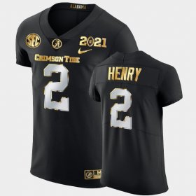 #2 Derrick Henry 2021 National Championship Alabama Golden Edition Mens Black Jersey 333477-603 #2 Derrick Henry 2021 National Championship Alabama Golden Edition Mens Black Jersey 333477-603