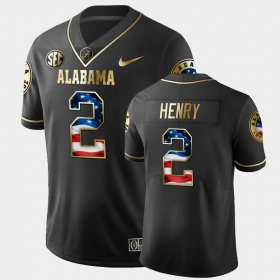 #2 Derrick Henry Golden Edition University of Alabama Stars and Stripes Men Black Jersey 609634-213 #2 Derrick Henry Golden Edition University of Alabama Stars and Stripes Men Black Jersey 609634-213