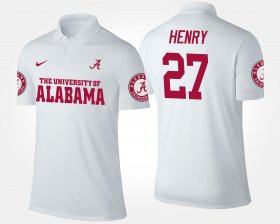 #27 Derrick Henry Name and Number Alabama Crimson Tide Men White Polo 210668-132 #27 Derrick Henry Name and Number Alabama Crimson Tide Men White Polo 210668-132