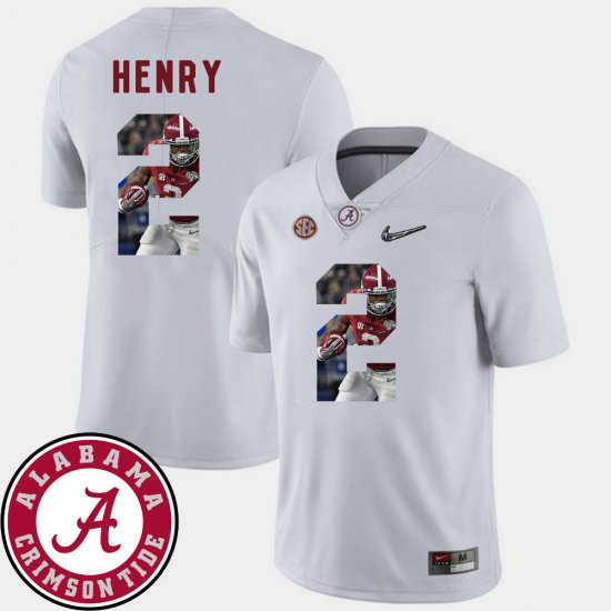 #2 Derrick Henry Pictorial Fashion Alabama Football Men\'s White Jerseys 442575-210