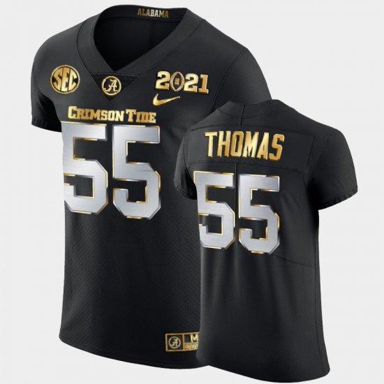 #55 Derrick Thomas 2021 National Championship Bama Golden Edition Mens Black Jersey 945434-782