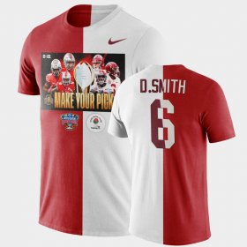 #6 DeVonta Smith 2021 National Championship Alabama Make Your Pick Matchup Split Mens Scarlet White T-Shirts 653641-377 #6 DeVonta Smith 2021 National Championship Alabama Make Your Pick Matchup Split Mens Scarlet White T-Shirts 653641-377