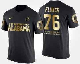 #76 D.J. Fluker Gold Limited Alabama Short Sleeve With Message Men's Black T-Shirts 135118-497 #76 D.J. Fluker Gold Limited Alabama Short Sleeve With Message Men's Black T-Shirts 135118-497