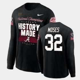 #32 Dylan Moses 2020 National Champions Alabama History Made Long Sleeve Mens Black T-Shirt 125135-700