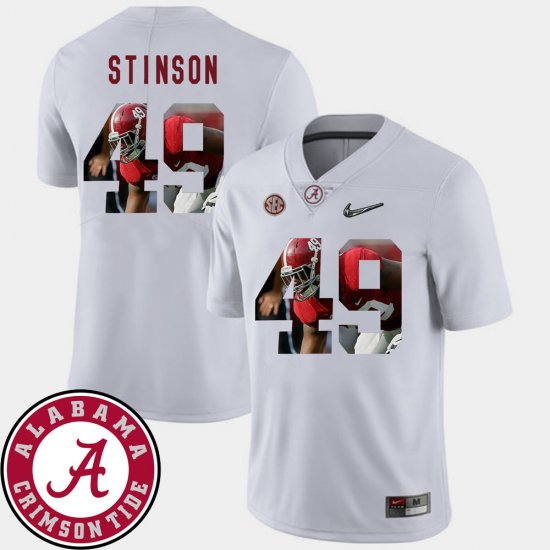 #49 Ed Stinson Pictorial Fashion Bama Football Men\'s White Jerseys 136887-776