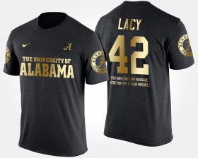 #42 Eddie Lacy Gold Limited Alabama Short Sleeve With Message Men's Black T-Shirts 954420-111 #42 Eddie Lacy Gold Limited Alabama Short Sleeve With Message Men's Black T-Shirts 954420-111