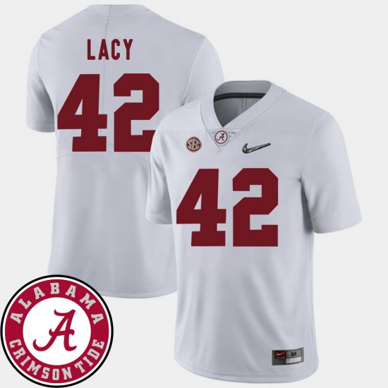 #42 Eddie Lacy College Football Bama 2018 SEC Patch Men White Jersey 420783-395