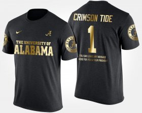 #1 Gold Limited Bama No.1 Short Sleeve With Message Men Black T-Shirt 808934-394 #1 Gold Limited Bama No.1 Short Sleeve With Message Men Black T-Shirt 808934-394