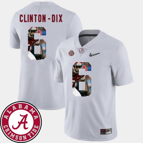 #6 Ha Ha Clinton-Dix Pictorial Fashion Alabama Crimson Tide Football Men\'s White Jersey 225099-122