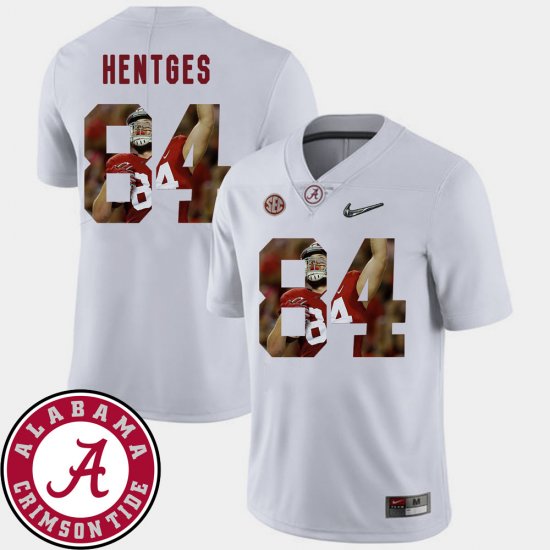 #84 Hale Hentges Pictorial Fashion Bama Football Men White Jerseys 358981-465