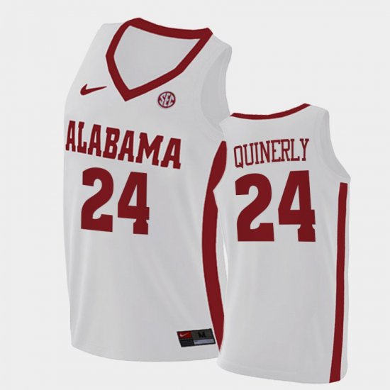 #24 Jaden Quinerly College Basketball Bama 2021 Swingman Men White Jersey 123576-422