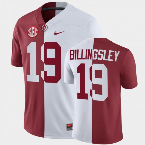 #19 Jahleel Billingsley Split Bama Mens White Crimson Jersey 802924-315