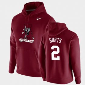 #2 Jalen Hurts Vintage School Logo University of Alabama Pullover Men's Crimson Hoodie 694261-580 #2 Jalen Hurts Vintage School Logo University of Alabama Pullover Men's Crimson Hoodie 694261-580