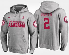 #2 Jalen Hurts Name and Number Alabama Crimson Tide Mens Gray Hoodie 937064-163 #2 Jalen Hurts Name and Number Alabama Crimson Tide Mens Gray Hoodie 937064-163