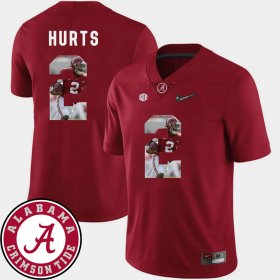 #2 Jalen Hurts Pictorial Fashion Alabama Football Men's Crimson Jersey 547664-302 #2 Jalen Hurts Pictorial Fashion Alabama Football Men's Crimson Jersey 547664-302