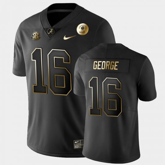 #16 Jayden George 2021 Rose Bowl University of Alabama Golden Edition Men\'s Black Jersey 732278-546