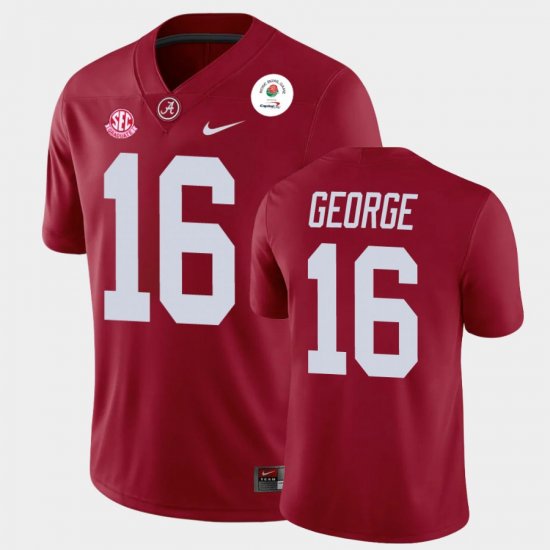 #16 Jayden George 2021 Rose Bowl Alabama Crimson Tide Champions Men Crimson Jersey 744210-752